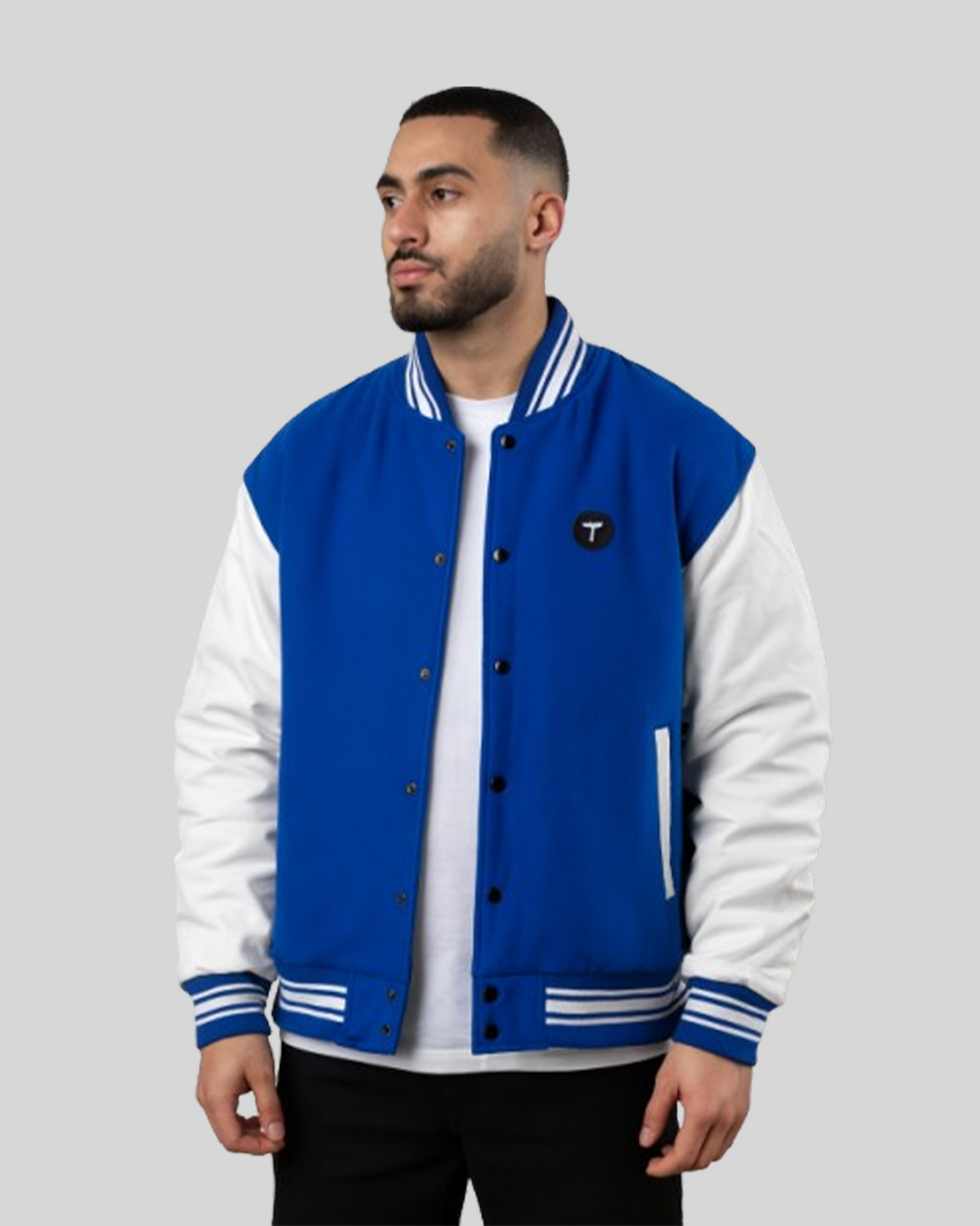 Royal Blue & White Varsity Bomber Jacket