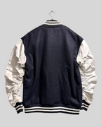 Black Varsity Jacket with White Leather Sleeves