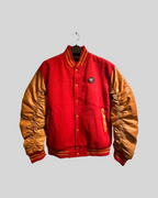 Red & Tan Vintage Varsity Jacket with Leather Sleeves