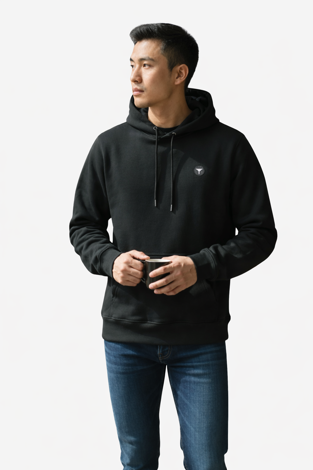 Black Premium Pullover Hoodie with Adjustable Hood and Kangaroo Pocket