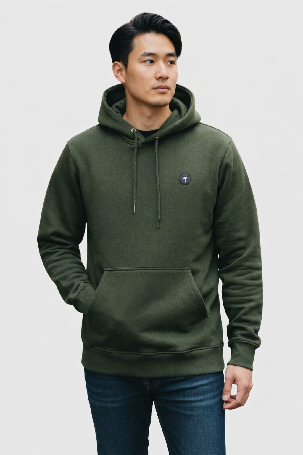 Olive Green Premium Pullover Hoodie with Adjustable Hood & Pocket