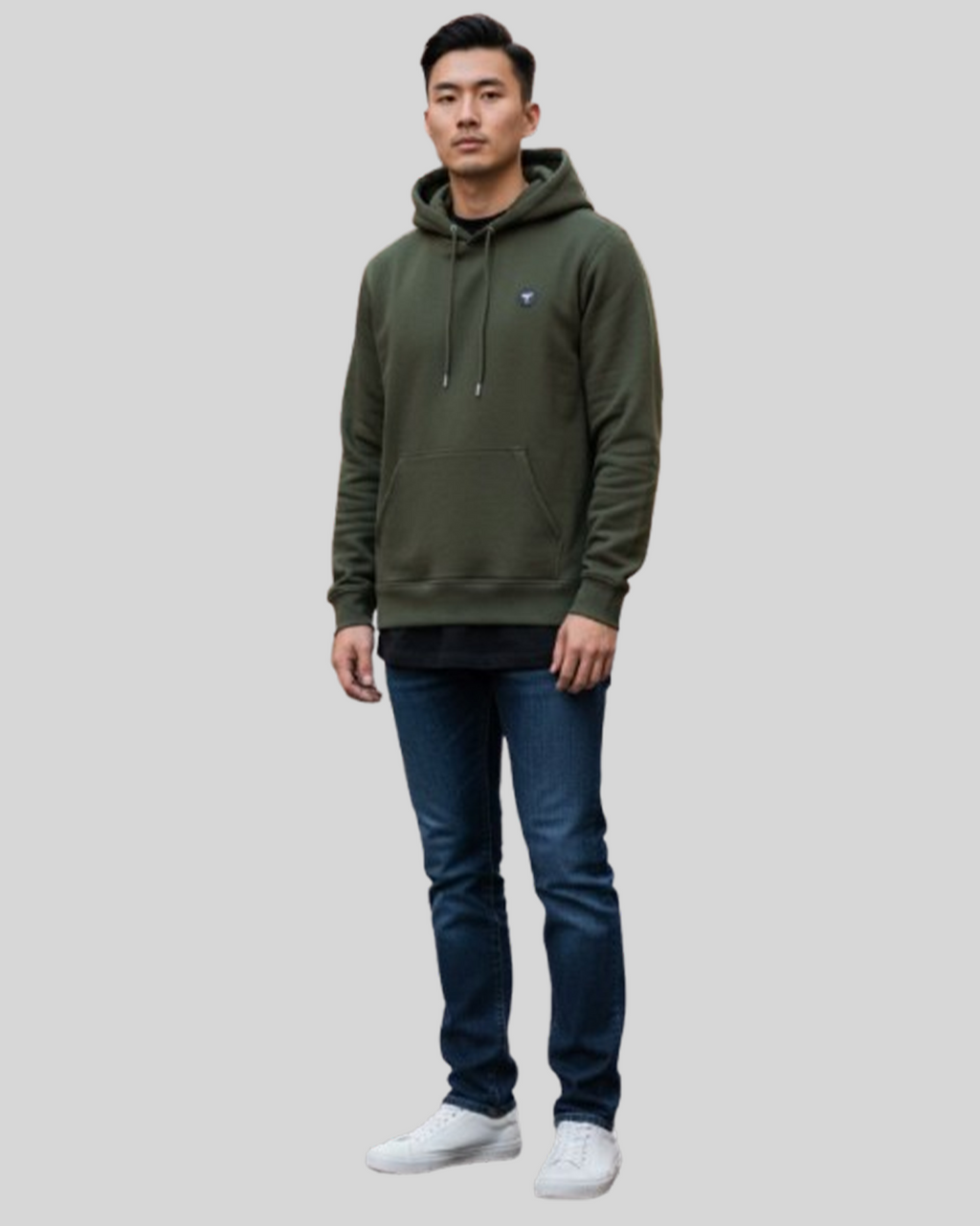 Olive Green Premium Pullover Hoodie with Adjustable Hood & Pocket